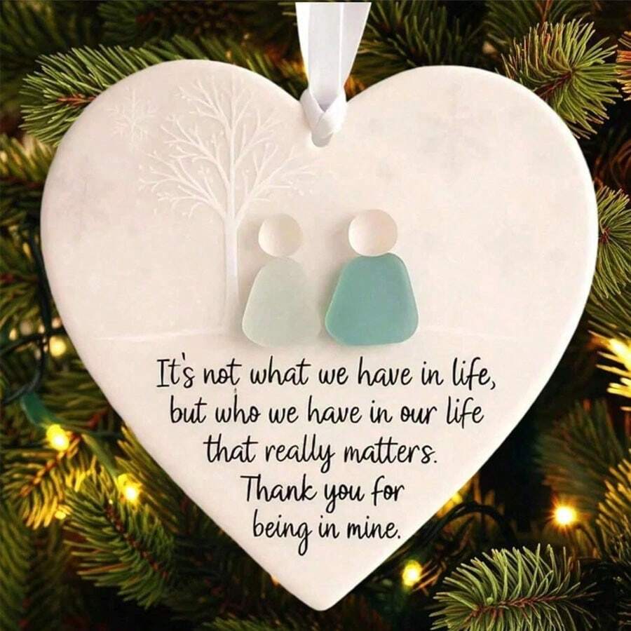 1个2D心形亚克力友谊装饰品 - 永恒友谊纪念品 - 挂饰，送给挚友的礼物，木质心形挂牌，毕业礼物，家居装饰，墙面装饰