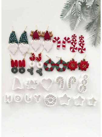 Christmas Polymer Clay Cutter, Soft Clay Earring Making Tool DIY Jewelry Supplies, Stamp For Polymer Clay Stud Earrings