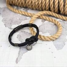Paracord Braided Rope Bracelet Men Women Lightweight Nautical Unisex Cuff Bracelet With Stainless Steel Magnetic Clasp - Jet Black + 7.5 Inches - View 3