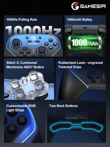 GameSir Super Nova PC Game Controller, Compatible With Switch 2 Controllers, Supports Wireless Switch OLED Lite, Steam, Windows 10/11, IOS, Android Phones, Features Hall Effect Joysticks, Dual-Stage Hall Effect Analog Triggers, 1000Hz Polling Rate, Magnetic Detachable Faceplate, Customizable RGB Lighting, Two Rear Buttons - Super Nova - View 11