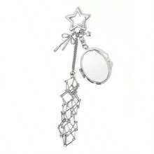 Metal Lipstick Holder Bag Charm With Replaceable& Net Pocket, Heart & Star Decor Lipstick Case Keychain With Mini Mirror, Fashionable Hanging Decoration For Lip Balm & Cosmetics, Stylish Bag Pendant For Handbags & Purses, Portable Makeup Accessory For Women, Girls, Beauty Lovers & Gift-Giving