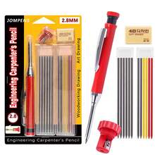 Metalowy ołówek stolarski z długą główką i głębokim otworem. Profesjonalny długopis stolarski. Szybkoschnący ołówek. Wkład 2,8 mm. Nadaje się do projektowania dekoracji stolarskich. To najlepszy prezent dla projektantów dekoracji stolarskich! Artykuły papiernicze dla uczniów.