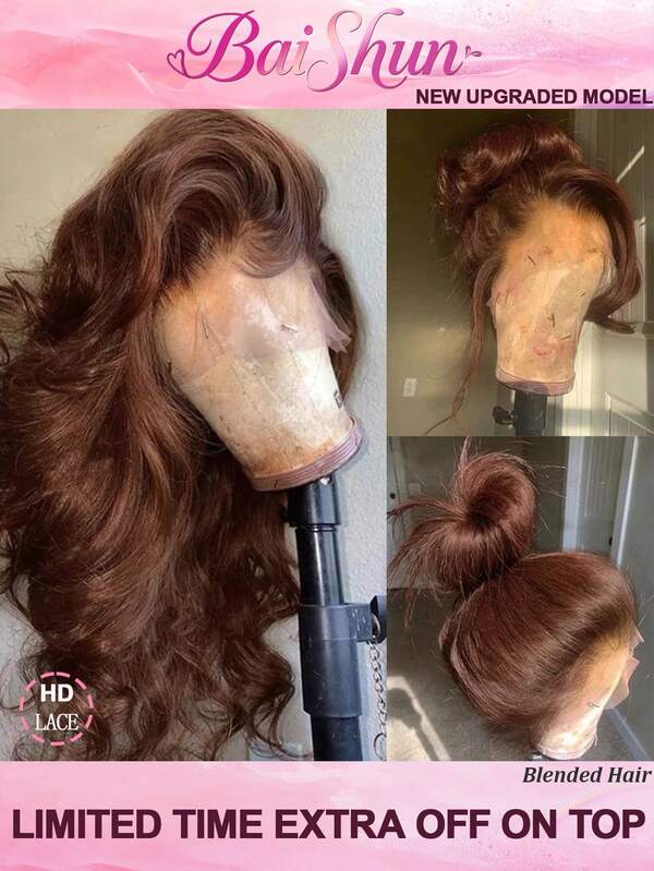 200% Dichte Perücke mit Frontal, 26 Zoll Körperwelle 5x5 Spitzenfrontal Perücke, brasilianisches Jungfrau-Haar Perücke, vorgeschnitten, vorgezupft mit Baby-Haar, Spitzenfrontal-Perücke, Menschenhaar-Frontal-Perücke für Frauen, #4 braune Farbe, 13x4 13x6 HD Spitzenfrontal, Menschenhaar-Mischung