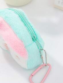 1 Piece Girls'Cute Furry Coin Purse House-Shaped Coin Wallet Mini Money Bag With Key Chain Embroidery Pattern Change Purse Cartoon Expression Pattern Card Bag Soft Plush Bluetooth Earphones Storage Bag Portable Small Hanging Bag Accessories Bag Schoolbag Pendant Lovely Coin Pouches Cute House Wallets For Children Multi-Functional Small Items Storage Bag For Daily Use - Multicolor - View 7
