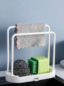 Kitchen Sink Rack With Double-Layer Dishcloth & Sponge Holder Hook-Style Drainage Design Kitchen Storage Rack & Organizer Kitchen Accessories Standing Storage For Home Use Doll Clothing & Tights Drying Rack - Multicolor - View 7