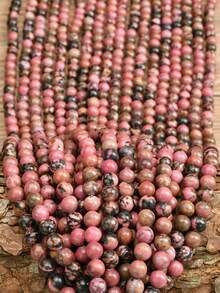 4/6/8/10mm Vintage Natürliche Rhodonit Perlen, Bohemian Schwarz & Pink Spezielle DIY Schmuckherstellung Perlen - Pink - Übersicht 2
