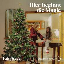 FairyTrees Artificial Nordmann Fir Christmas Tree, Green, PVC, Includes Wooden Stand, FT14/FT15, 180cm - Tree Trunk Green - View 2