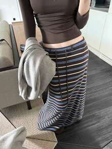 撞色条纹半身裙 & 柔软美利奴羊毛针织半身裙，修身显瘦的中长裙/半身裙