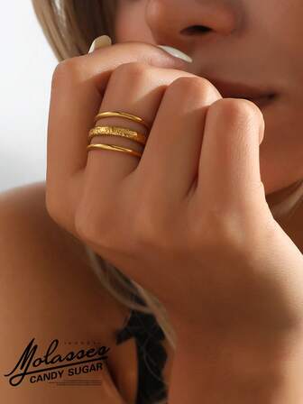 时尚小众设计简约不锈钢开口戒指