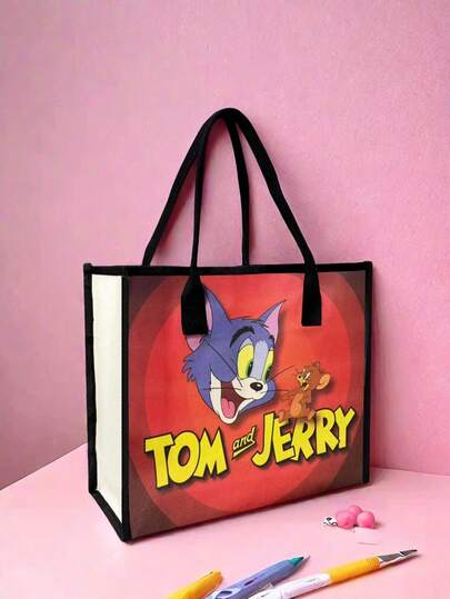 TOM AND JERRY. TOM AND JERRY Tote Bag For Lipstick, Brush, Skincare, Mobile Phone, Coin, Small Items, For Home, Gift, Vacation And Festival Halloween Christmas Multifunctional Use For Travel Storage Bag
