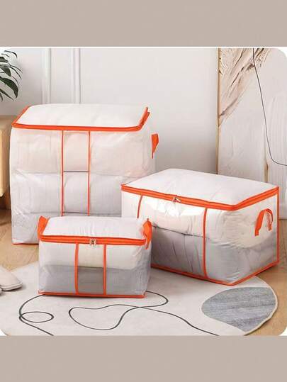 1 Túi đựng chăn trong suốt, Túi đựng hành lý di chuyển bằng vật liệu PVC dung tích lớn, Túi đựng quần áo, chăn ga gối đệm, Túi đựng đồ hình khối chống ẩm dùng trong gia đình