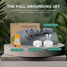 MURT Grounding - Tamaño Queen King 90% Tencel y 10% fibra de plata pura sábana ajustable con cordón y probador de 15 pies para un mejor sueño fresco y transpirable certificado SGS gris 60 x 80 - gris - Ver 5