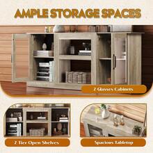 TV Stand For 65-Inch TV, Retro TV Console Cabinet With Storage And Open Shelves, Entertainment Center For Living Room, Bedroom, Greige - 希臘 - 查看 5