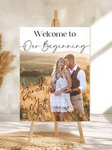 Rectangular Wedding Welcome Sign | Wedding Entrance Sign | Customized Wedding Sign - Multicolor - View 2