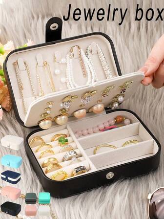 Portable Jewelry Organizer, Travel Jewelry Box, Simple PU Leather Jewelry Organizer, Double-Layer Detachable Anti-Oxidation Jewelry Organizer, Multi-Functional Cosmetic Bag, Waterproof Travel Jewelry Box, Multi-Functional Jewelry Tray. Suitable For Travel And Home Use, It Is An Ideal Choice For Halloween, Christmas, Easter, Back-To-School Season, Birthday Gifts, Bedroom Decoration, And Autumn Decoration.