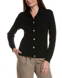 Bruno Magli Merino Wool Epaulet Sweater Jacket - màu đen - Xem 2