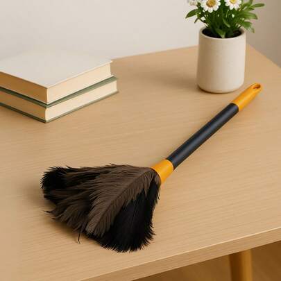 Espanador Pó Penas de Peru Natural Cabo Longo Limpeza Delicada Teclado Decoração Casa