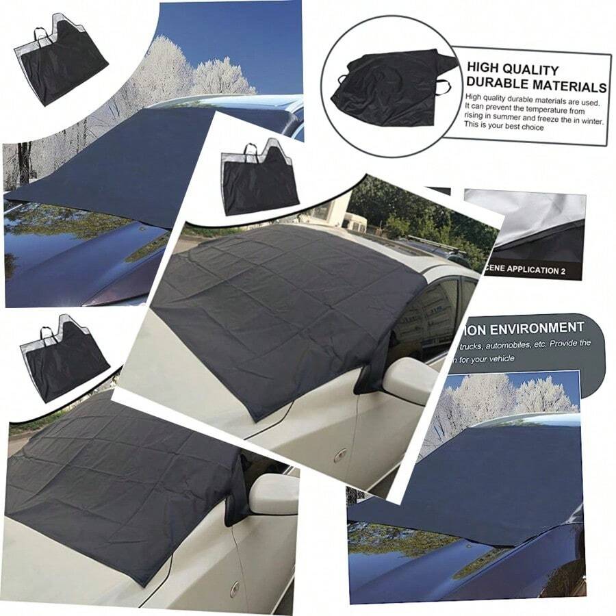 OUNONA Windshield Snow Cover For Set Car Front Windshield Cover Winter Frost Protection Waterproof For SUV And Trucks - 黑色 - 查看 1