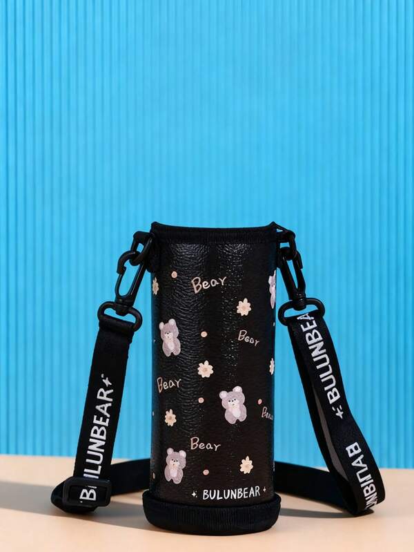 Pipi Bear Print Crossbody Portable Cup Insulated Sleeve