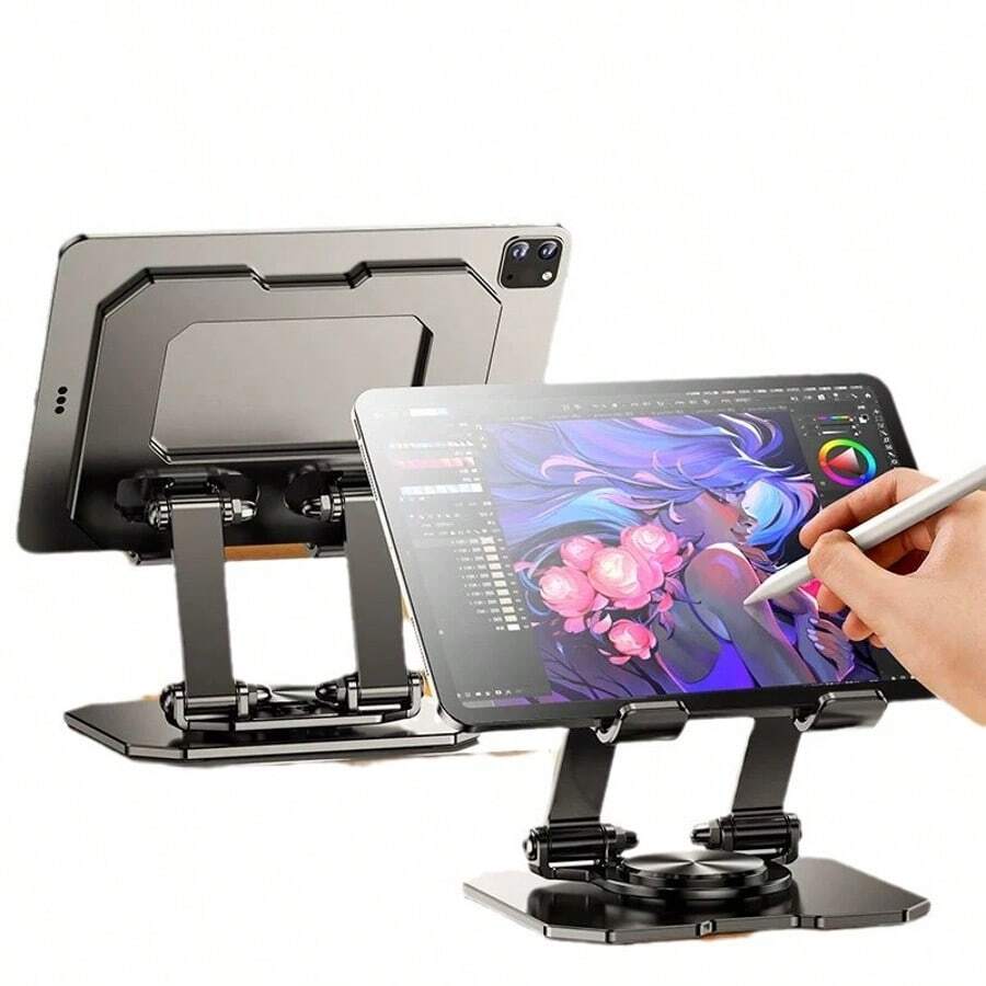 Rotatable Foldable Metal Desktop Stand For IPad, Tablet, Laptop, Suitable For Live Streaming, Study, Watching Videos, Cooling Tablet Computer Stand - Haoyue Silver - View 1