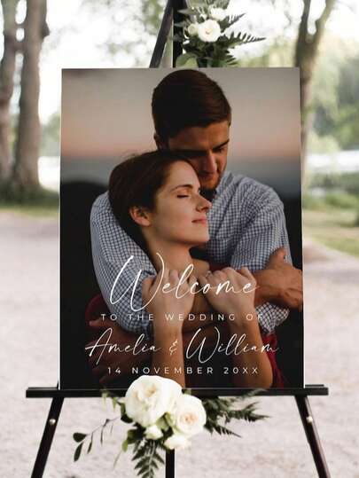 Elegant Wedding Photo Welcome Sign Template, Welcome Board, Wedding Photo Collage, Modern Welcome Sign, Printable Wedding Reception Poster