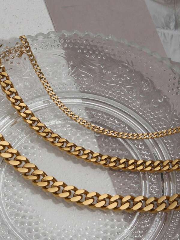 2025 Trending Miami Cuban Link Anklet 18K Gold Plated Punk Different Width Waterproof Anklet Jewelry Accessories For Women