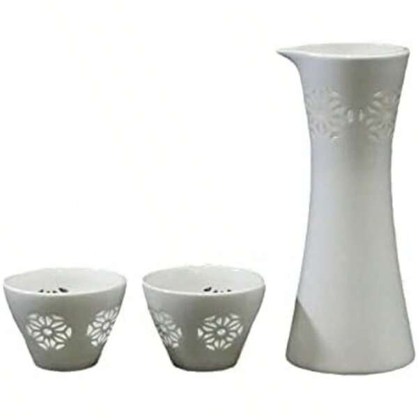 Hotaru [Floral] Sake Set 3Piece With Box Ochoko And Tokkuri For Warm Sake Made In Japan