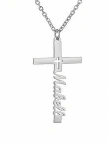 1 Customized Name Necklace With Cross Pendant, Personalized Birthday Gift, Minimalist Daily Style, Suitable For Valentine's Day Ideal Gift - Multicolor - View 12