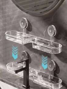 1 Peça Suporte de Parede Ajustável com Ventosa, Sem Adesivo, para Armazenar Artigos de Higiene, Suprimentos de Banheiro e Cosméticos, com Função de Drenagem, Adequado para Diversos Tamanhos de Torneira, Alta Capacidade de Carga, Presente Ideal para Férias