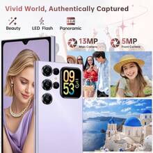 OUKITEL C62 安卓 15 智能手机，无合约 - 6.88 英寸高清+后置显示屏，16GB 运行内存 + 128GB 机身存储，5000mAh 电池，价格实惠，双卡双待，无锁/面部识别/GPS/OTG - 紫色 - 查看 4