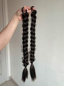 2 paquetes de trenzas con bandas elásticas, extensiones de cabello sintético para mujeres, cabello liso, estilo universal, accesorios para el cabello de uso diario. Pelucas europeas y americanas para mujeres, trenzas largas, coletas, bandas de cabello sintético largo de moda, trenzas altas, coletas falsas. - Multicolor - Ver 15