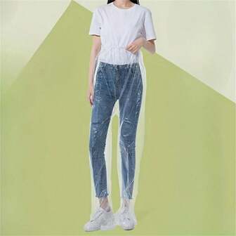 Set de 5 pantalones de lluvia desechables, ropa impermeable portátil, cubierta para los pies de pantalones de lluvia para viajes al aire libre, rafting, ciclismo