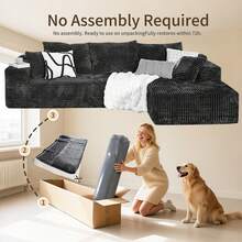 NIZULA FOAM 164"Oversized L Shape Sofa, (Gray)Modern Modular Couch For Living Room Bedroom,No Assembly Required, Ready To Use, Comfy Plush Corduroy Fabric ,Sofa De Sala,Couch,Sofa Cama,Muebles Para Sala,Couch For Living Room, Living Room Furniture, Muebles, Bedroom Furniture Set, Recliner Chair For Adult, Living Room Set Furniture, (The Single Chair Is Available Separately Or To Pair With The Sofa) - Ghế dài hình chữ L màu xám quay mặt phải - Xem 5