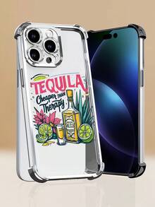 Lujo Ligero, Estilo y Belleza"Tequila: Más barato que la terapia"Funda de Teléfono Transparente de Color Plata con Protección en las Cuatro Esquinas, Compatible con 17PROMAX, 17PRO, 17Air, 17 - transparente - Ver 2