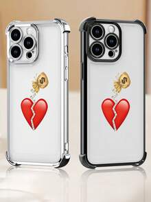 Lujo Ligero, Estilo y Belleza"Corazón roto, dinero y uñas largas"Funda de Teléfono Transparente de Color Plata con Protección en las Cuatro Esquinas, Compatible con 17PROMAX, 17PRO, 17Air, 17 - transparente - Ver 6