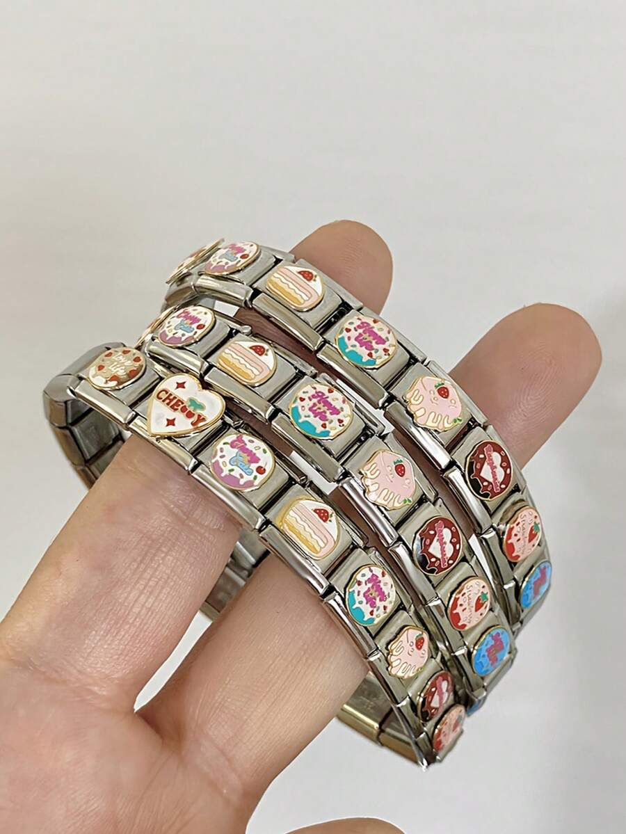 1/18/54/108pcs Christmas Thanksgiving Random Exquisite Italian Charm Bracelet Set, Assorted Jewelry And Opening Tools, 9mm Modular Jewelry Bracelet Links Handmade DIY Jewelry Gifts, DIY Accessories Made Of Stainless Steel, Handmade DIY Jewelry Gifts, Perfect For Mother's Day Birthday Teacher's Day And Back To School Season For Best Friends - 彩色 - 查看 1