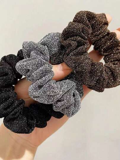 3pcs Elegant Shiny Korean Style Thick Scrunchies Hair Ties