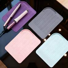1pc Heat Resistant Pad, Silicone Pad Bag Portable Travel Silicone Pad Cover For Curling Iron, Straightener, Flat Iron, Hair Styling Tools - Multicolor - View 2