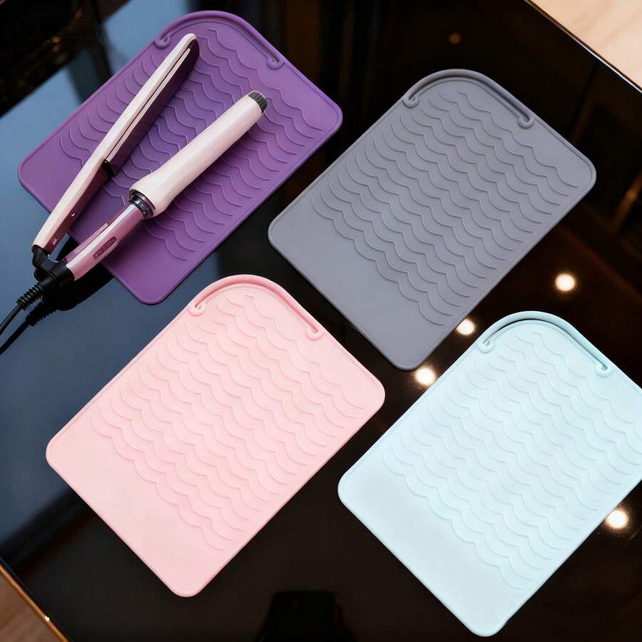 1pc Heat Resistant Pad, Silicone Pad Bag Portable Travel Silicone Pad Cover For Curling Iron, Straightener, Flat Iron, Hair Styling Tools