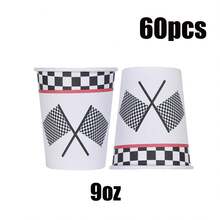 10/20/40/60pcs,Race Car Party Supplies,Racing Birthday Party Paper Cups, Luncheon Cups For Let's Go Racing Checkered Flags Birthday Party Decorations,Checkered Flag Design, Disposable Cups For Birthday Celebrations - 彩色 - 查看 7