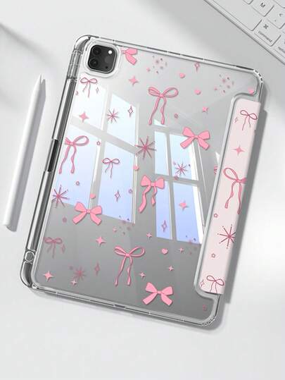 This Beautiful And Cute Cartoon Pink Bow, Star, And Heart Double-Sided Acrylic Transparent Crystal Back Cover Is Shock-Resistant And Durable, Suitable For The 7th, 8th (10.2 Inch), And 10th Generation IPads. It Has A Built-In Pen Slot, Supports Sleep/Wake Function, And Multiple Folding Stand Modes. These Make Excellent Halloween And New Year Gifts.