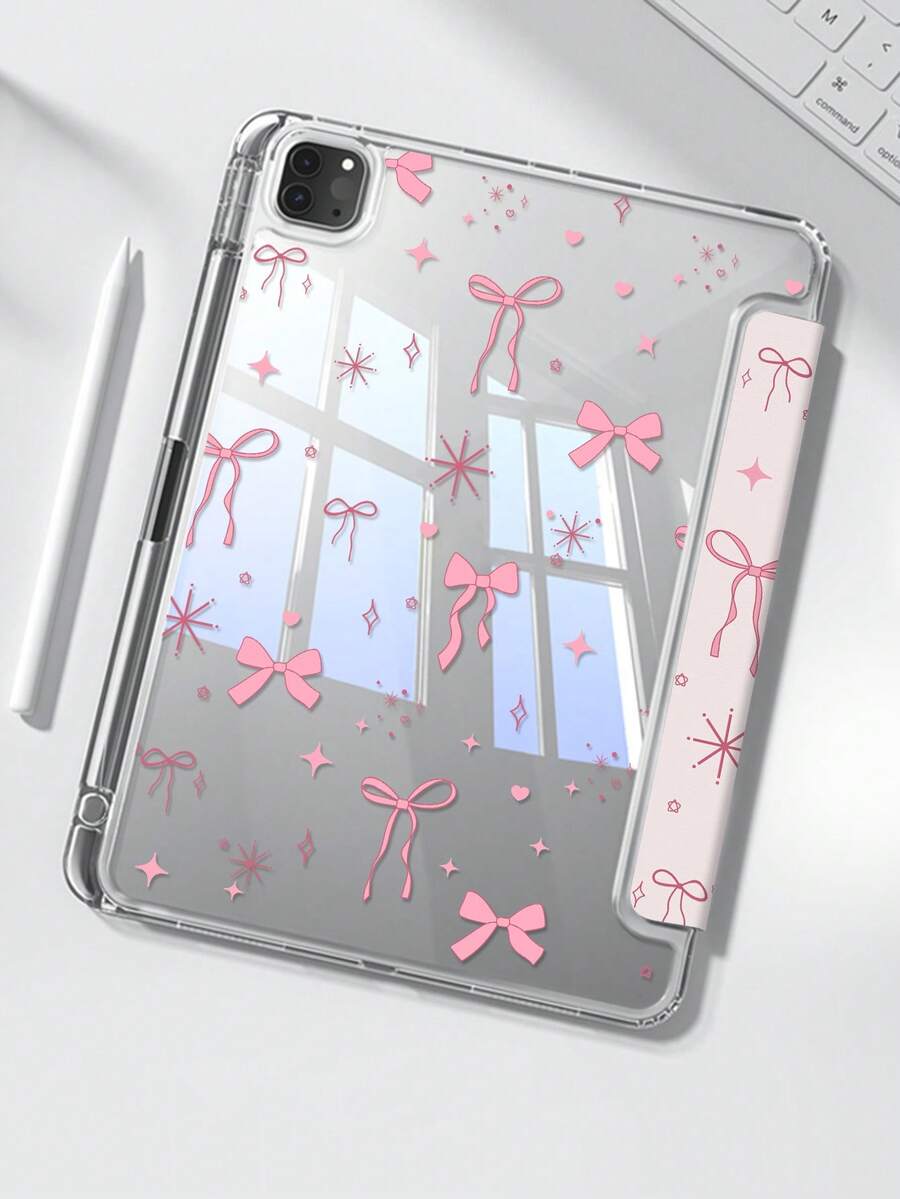 Ốp lưng hai mặt bằng acrylic trong suốt hình nơ, sao và trái tim hoạt hình xinh xắn này có khả năng chống sốc và bền bỉ, phù hợp với iPad thế hệ thứ 7, 8 (10.2 inch) và 10. Ốp có khe cắm bút tích hợp, hỗ trợ chức năng ngủ/thức và nhiều chế độ giá đỡ gập. Đây là món quà tuyệt vời cho Halloween và năm mới. - Nhiều màu - Xem 1