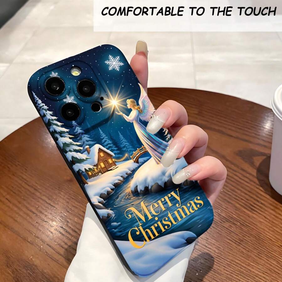 1PC Phone Case ,  Merry Christmas Snowy Night Fairy , Stylish Phone Case, Phone Decoration, All-around Lens Protection, Creative Small Gift, Funny Gift for Boys and Girls - Schwarz - Übersicht 1