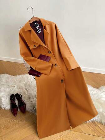 2025 Lady Elegance Women's Winter Coat, 1 Piece, Women's Leisure Notch Lapel Mid-Length Jacket, Long-Sleeved Autumn And Winter Coat,Women's Winter Coat