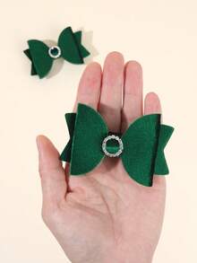 2pcs Green Velvet Bow Hair Clips, Suitable For Girls & Teenagers, Elegant & Fashionable, Women Hair Accessories, Hair Claws, Hair Clips