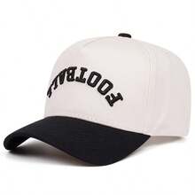 1 pieza Gorra de béisbol con bordado 3D de letra de fútbol en contraste de color, gorra snapback unisex casual para deportes al aire libre, eventos y viajes de moda - Multicolor - Ver 1