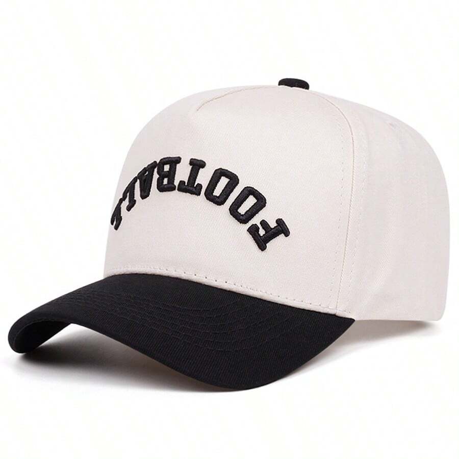 1 pieza Gorra de béisbol con bordado 3D de letra de fútbol en contraste de color, gorra snapback unisex casual para deportes al aire libre, eventos y viajes de moda - Multicolor - Ver 1