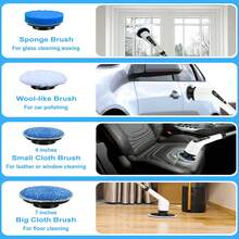 2025 Motorized Rotary Cleaning Brush, 2-Speed Adjustable Cordless Power Scrubber, Adjustable And Removable Handle With 9 Replaceable Brush Heads For Floors, Bathrooms, Tubs And Tiles, Household Cleaning Supplies, Holiday Gift White - 橘色 - 查看 6