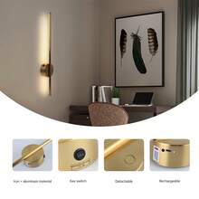 Upgraded Motion Sensor Wall Light: USB Rechargeable, Black/Gold Color, Ideal For Bedroom/Living Room Decor - Multicolor - View 7