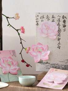 1pc Random Floral Shaped Sticky Notes Memo Pad, Student Office Supplies,School Supplies,Back To School - 彩色 - 查看 9